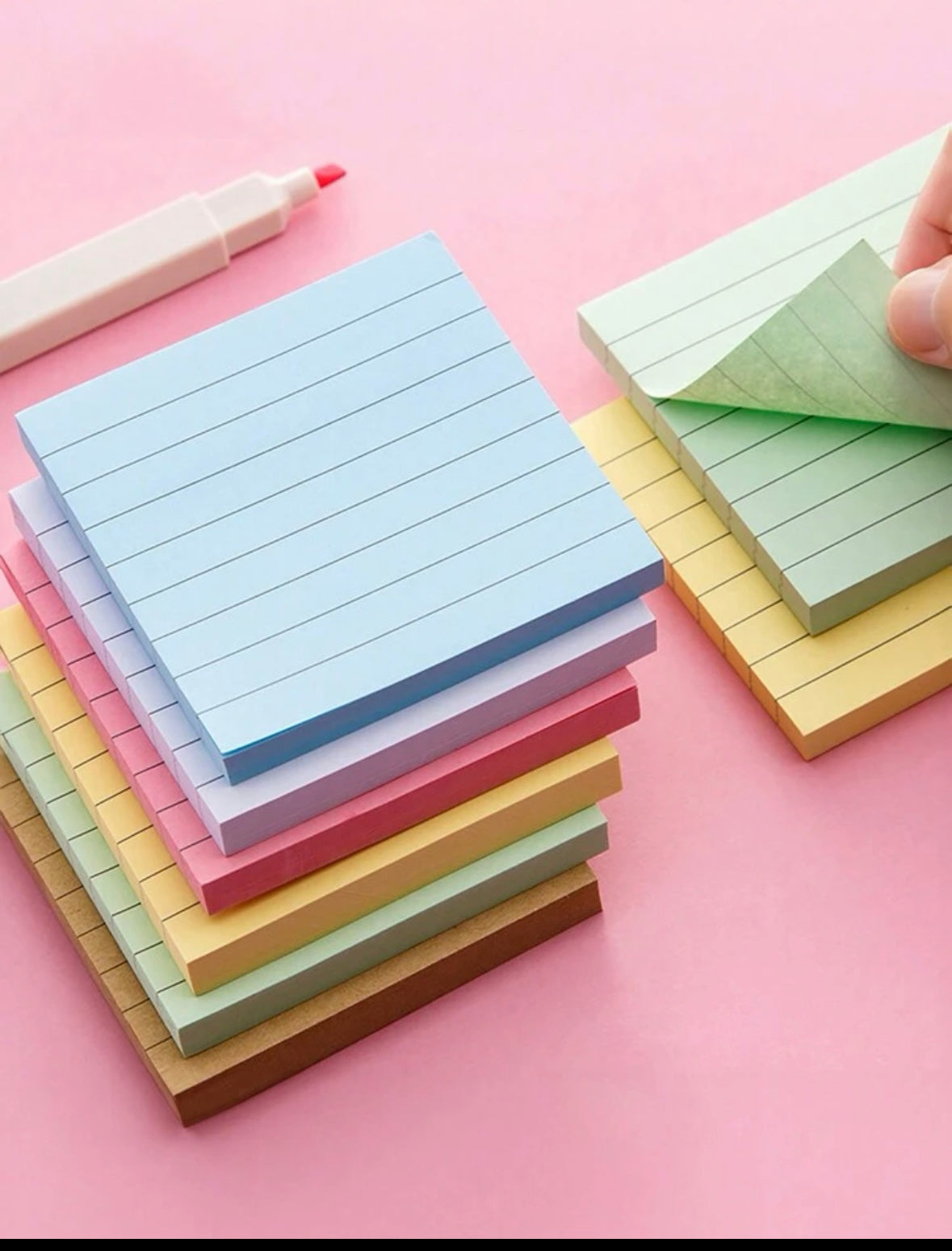 Línustrikaðir post-it miðar-grænir