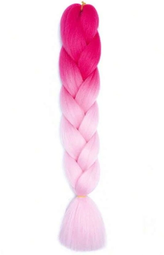 Litað hár 1 flétta ombre bleik
